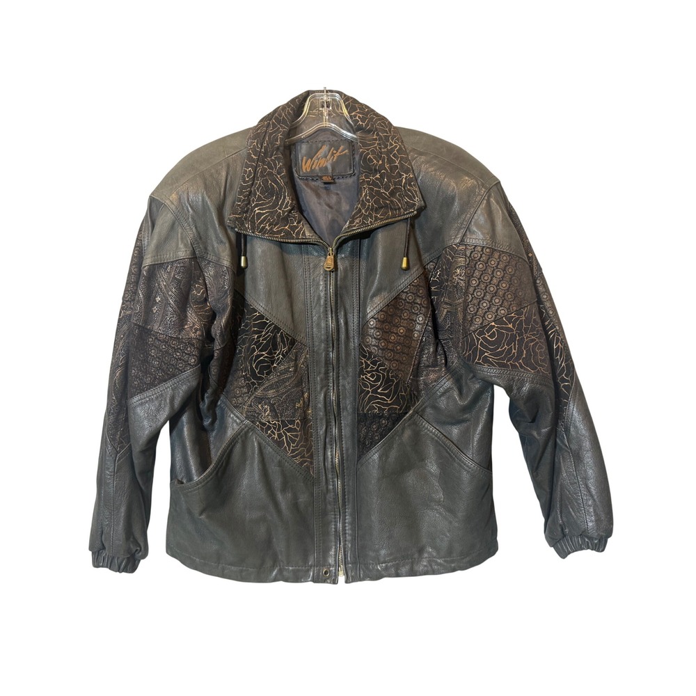 Vintage WINLIT Womens S Leather Suede Patchwork Jacket 80s 90s Boho Art Wear